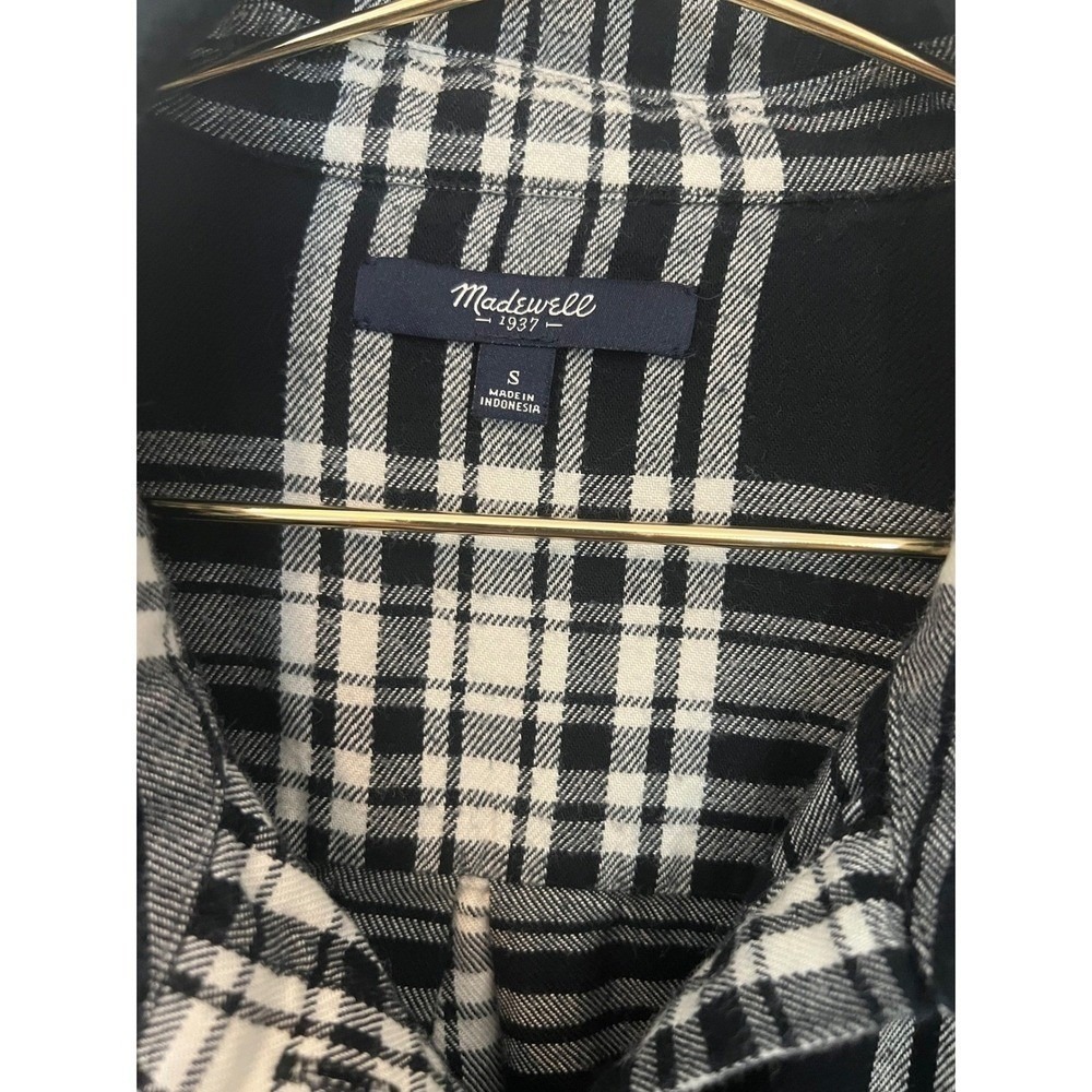 MADEWELL Daywalk Plaid Flannel Shirt Dress Size S Long Sleeve Black Autumn Fall - Picture 4 of 11